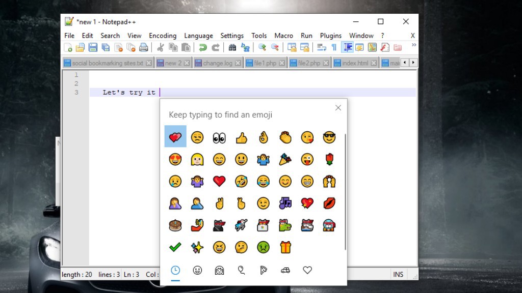 emoji panel windows 10