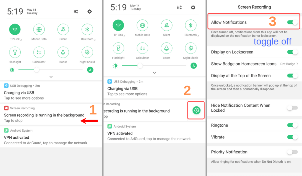 disable persistent notifications in Android
