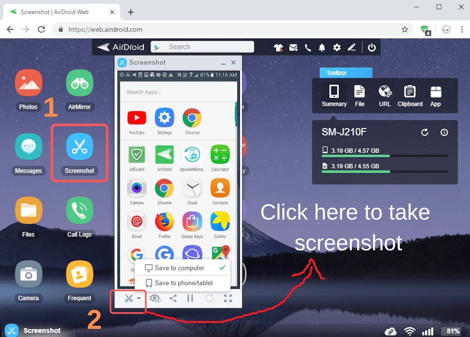 Take Android screenshots on your PC