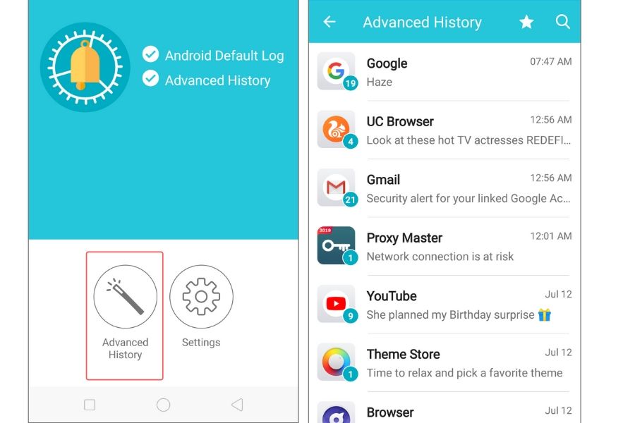 view android notification history on samsung