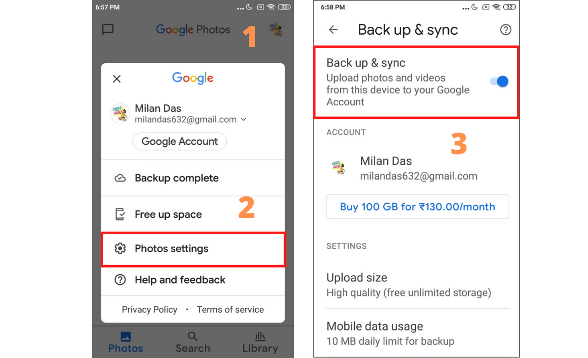 how to backup photos from android phone to google drive