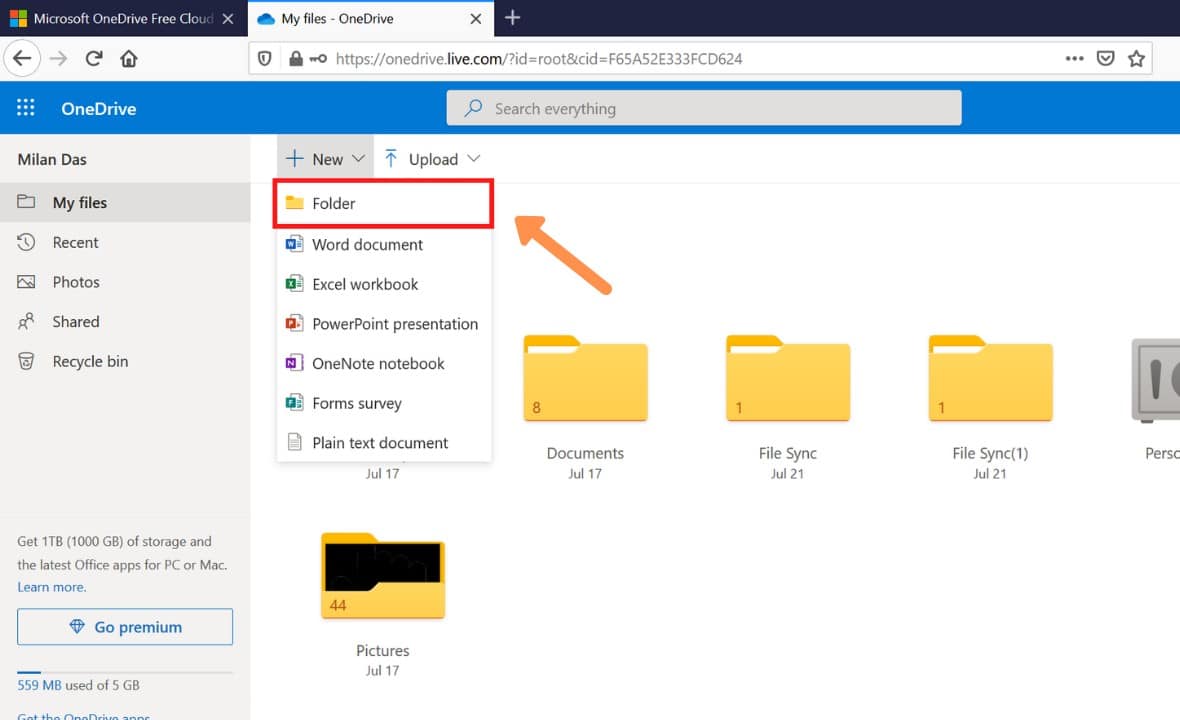 save files to onedrive