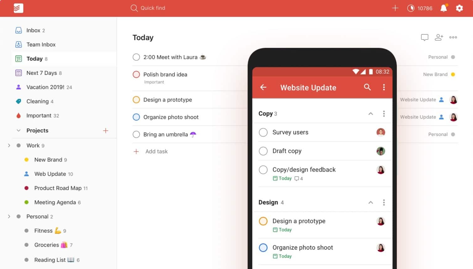 to do list with alarm for pc, Todoist for Windows 10