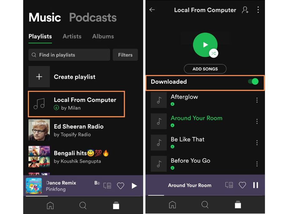 add local songs to spotify android