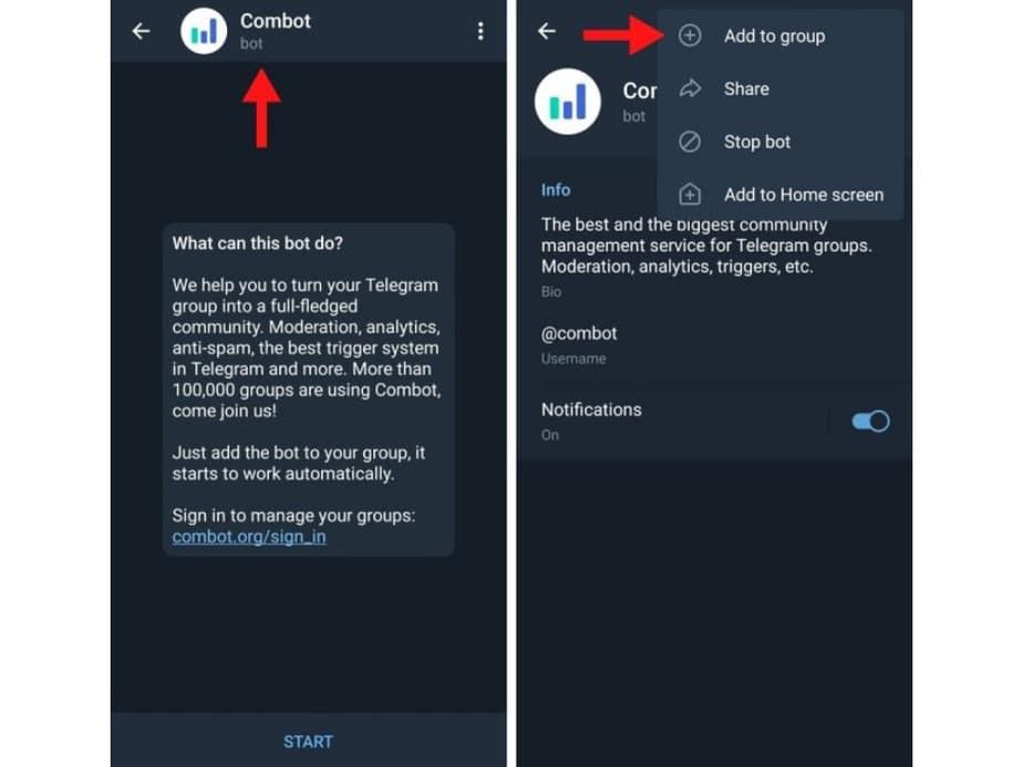 how to add bot in telegram group