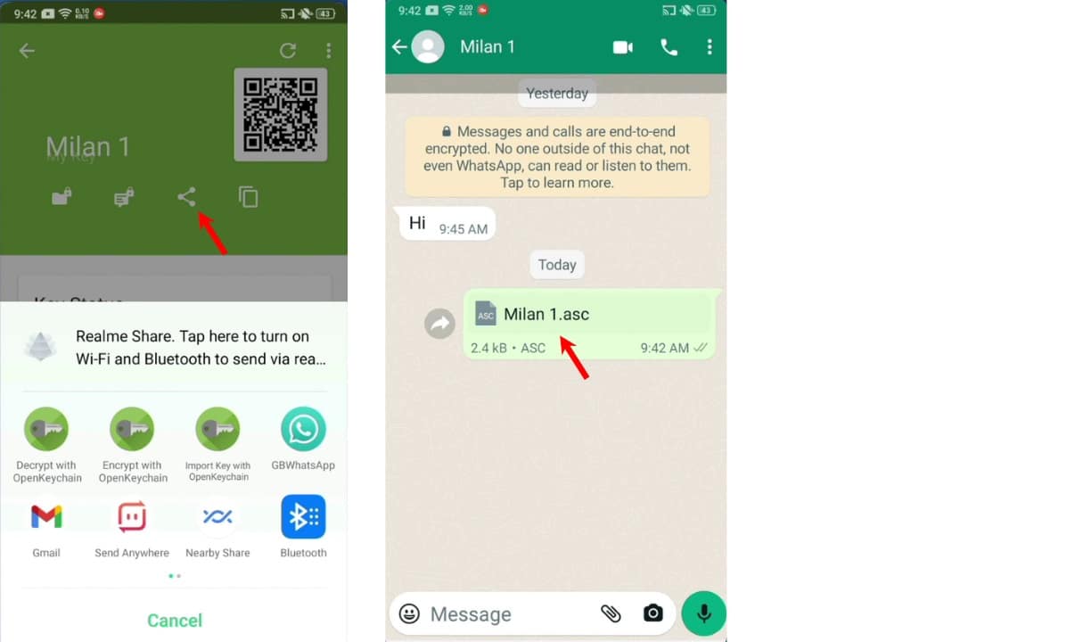 send encrypted messages on android