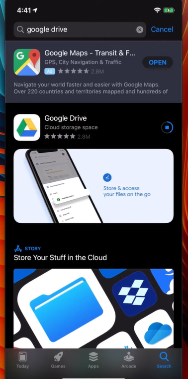 How to Send Pics from iPhone to Android - Install Google Drive