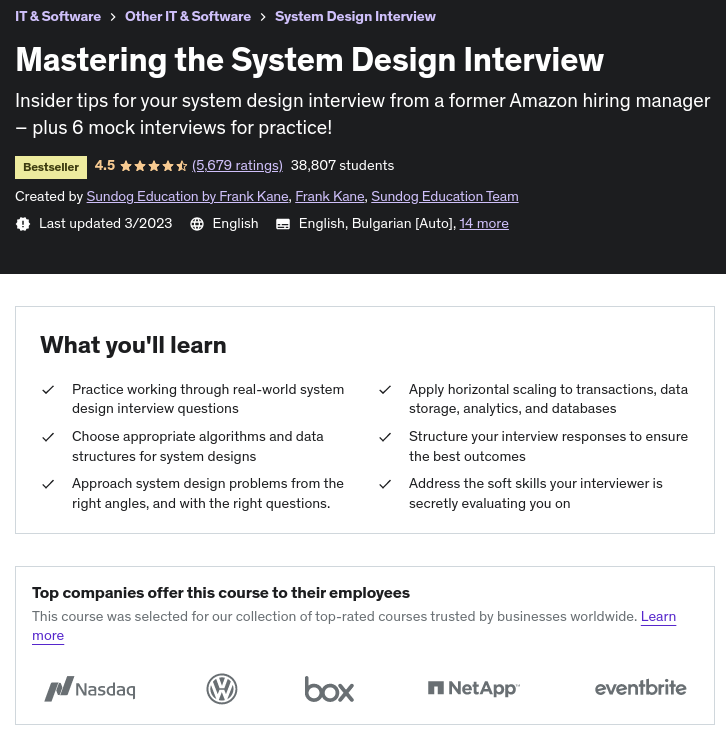 Mastering the System Design Interview by Frank Kane