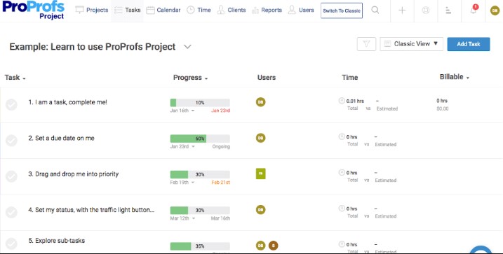 ProProfs Project: Simplified Project Management Tool